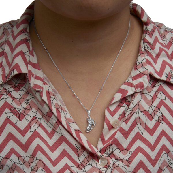 Sterling Silver 1/10 Cttw Diamond Ice Skate Charm Pendant Necklace - alternate view 5