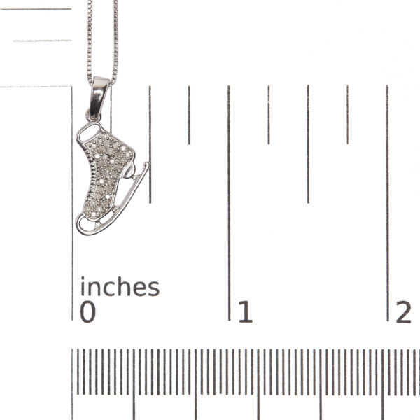 Sterling Silver 1/10 Cttw Diamond Ice Skate Charm Pendant Necklace - alternate view 4