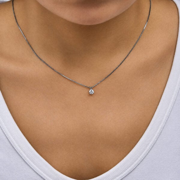 10K White Gold 1/4 Cttw Lab Grown Diamond Solitaire Pendant Necklace - alternate view 5
