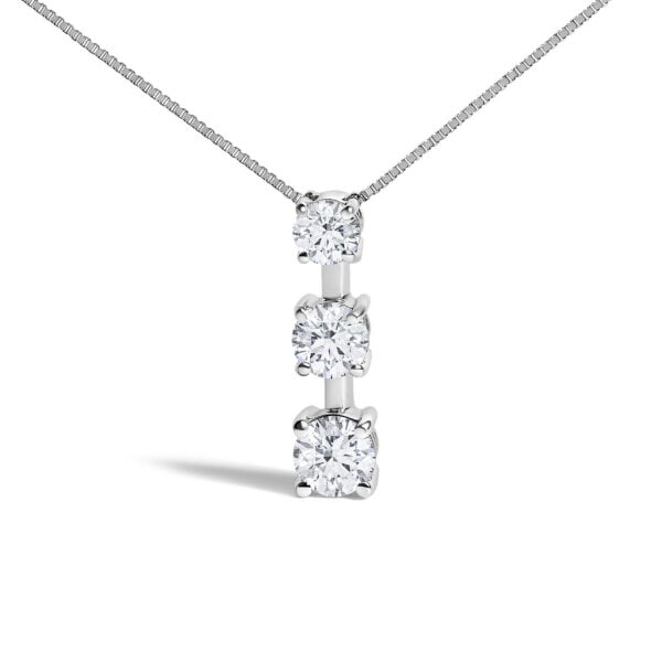 10K White Gold 1/2 Cttw Diamond 3 Stone Drop Pendant Necklace - alternate view 2