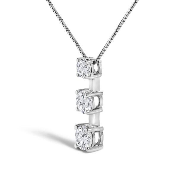 10K White Gold 1/2 Cttw Diamond 3 Stone Drop Pendant Necklace - alternate view 3