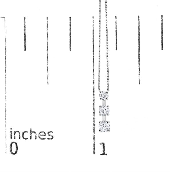 10K White Gold 1/2 Cttw Diamond 3 Stone Drop Pendant Necklace - alternate view 4