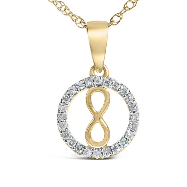14K Yellow Gold Plated Sterling Silver 1/6 Cttw Diamond Infinity Pendant Necklace - alternate view 2