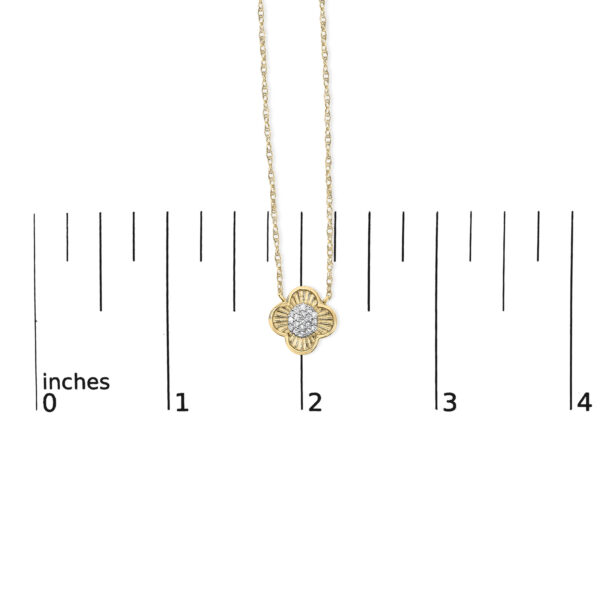 14K Yellow Gold Plated Sterling Silver 1/10 Cttw Diamond Clover Pendant Necklace - alternate view 4