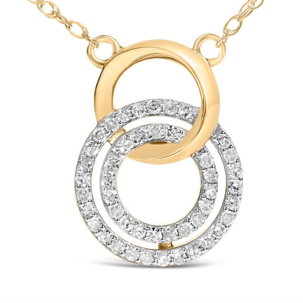 14K Yellow Gold Plated Sterling Silver 1/3 Cttw Diamond Interlocking Circles Necklace - alternate view 2