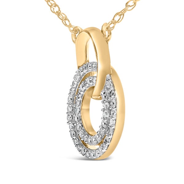 14K Yellow Gold Plated Sterling Silver 1/3 Cttw Diamond Interlocking Circles Necklace - alternate view 3