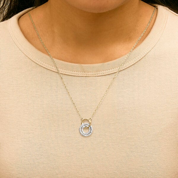 14K Yellow Gold Plated Sterling Silver 1/3 Cttw Diamond Interlocking Circles Necklace - alternate view 5