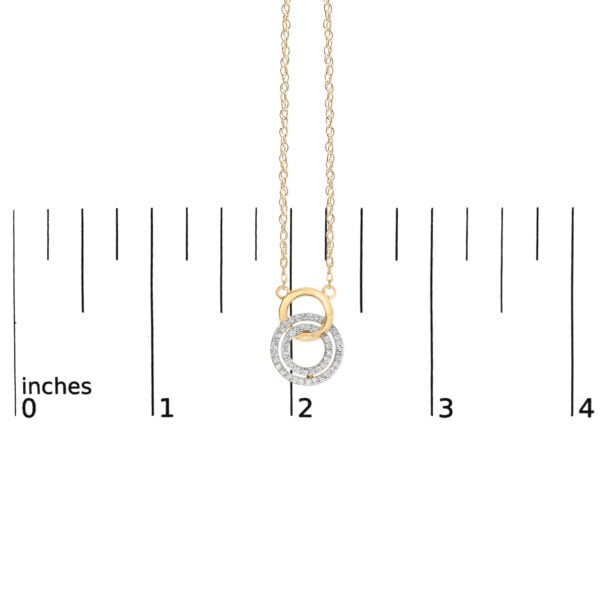 14K Yellow Gold Plated Sterling Silver 1/3 Cttw Diamond Interlocking Circles Necklace - alternate view 4