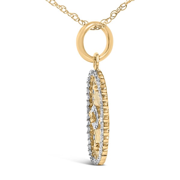 14K Yellow Gold Plated Sterling Silver 3/8 Cttw Diamond Evil Eye Pendant Necklace - alternate view 3