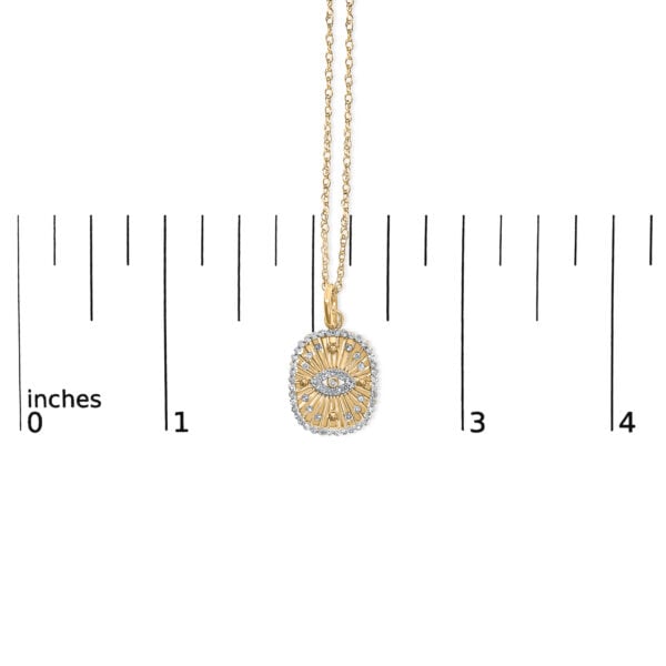 14K Yellow Gold Plated Sterling Silver 3/8 Cttw Diamond Evil Eye Pendant Necklace - alternate view 4
