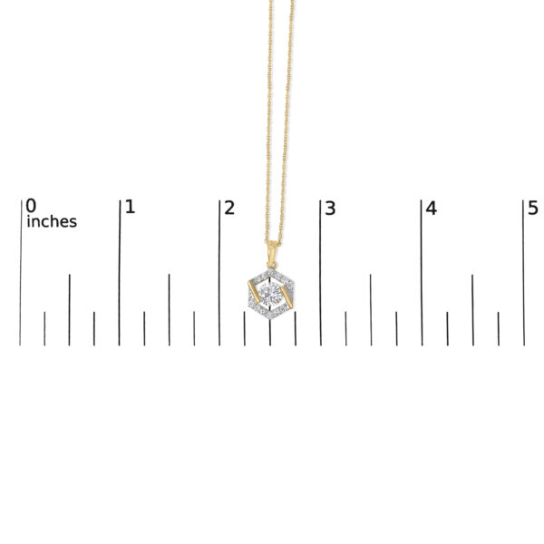 10K Yellow Gold Plated .925 Sterling Silver 1.0 Cttw Lab Grown Diamond Hexagon Halo Pendant Necklace - alternate view 4