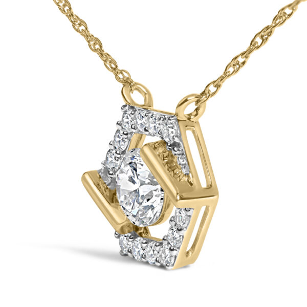 10K Yellow Gold Plated Silver 1.0 Cttw Lab Grown Diamond Hexagon Halo Necklace - Sterling Silver - alternate view 3