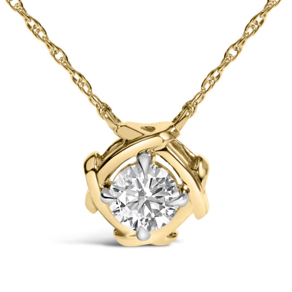 10K Yellow Gold Plated .925 Sterling Silver 1/2 Cttw Lab Grown Diamond Woven Necklace - alternate view 2