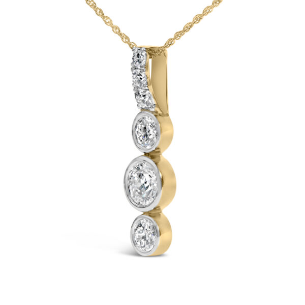 10K Yellow Gold Plated Silver 1 1/2 Cttw Lab Grown Diamond Bezel Set Vertical Drop Pendant Necklace - Sterling Silver - alternate view 3