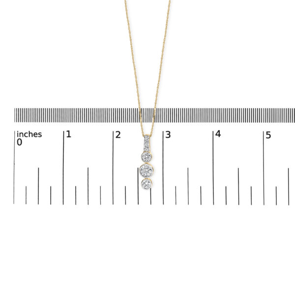 10K Yellow Gold Plated Silver 1 1/2 Cttw Lab Grown Diamond Bezel Set Vertical Drop Pendant Necklace - Sterling Silver - alternate view 4