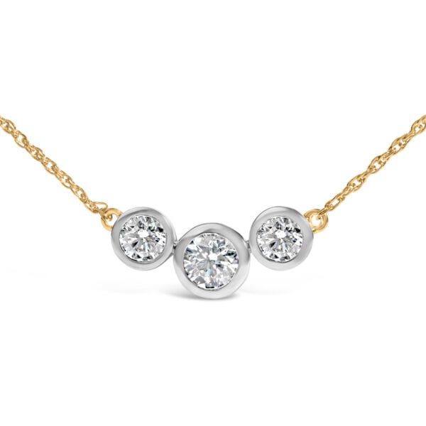 10K Yellow Gold Plated Sterling Silver 1.0 Cttw Lab Grown Diamond Bezel Station Necklace - alternate view 2