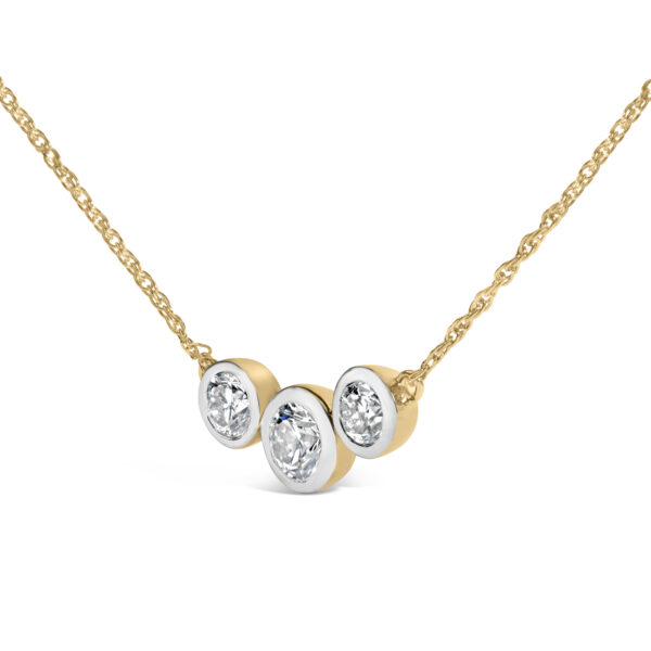 10K Yellow Gold Plated Sterling Silver 1.0 Cttw Lab Grown Diamond Bezel Station Necklace - alternate view 3