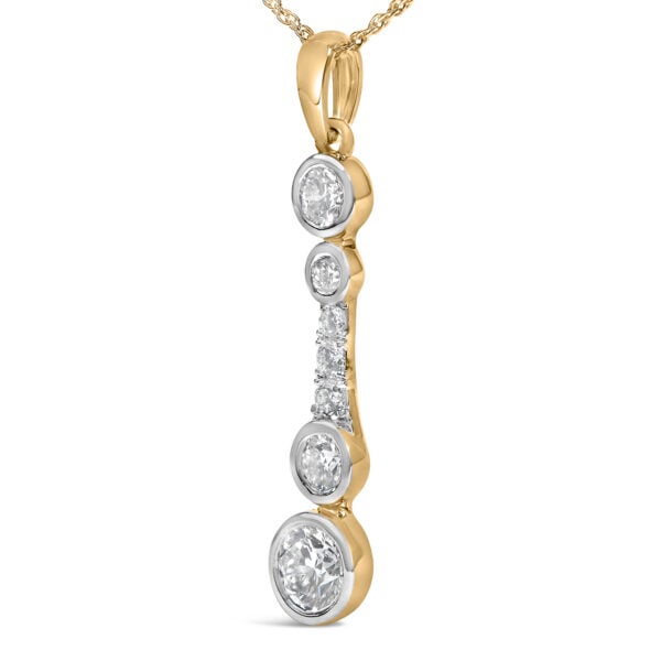 10K Yellow Gold Plated Sterling Silver 1.0 Cttw Lab Grown Diamond Bezel Vertical Drop Pendant Necklace - alternate view 3