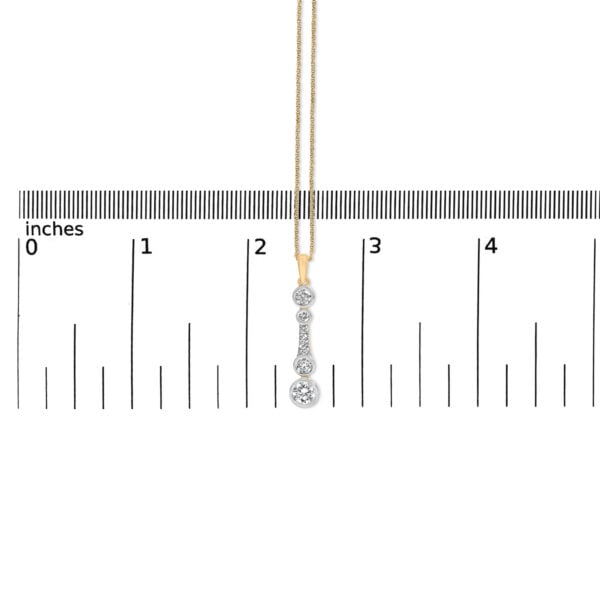 10K Yellow Gold Plated Sterling Silver 1.0 Cttw Lab Grown Diamond Bezel Vertical Drop Pendant Necklace - alternate view 4