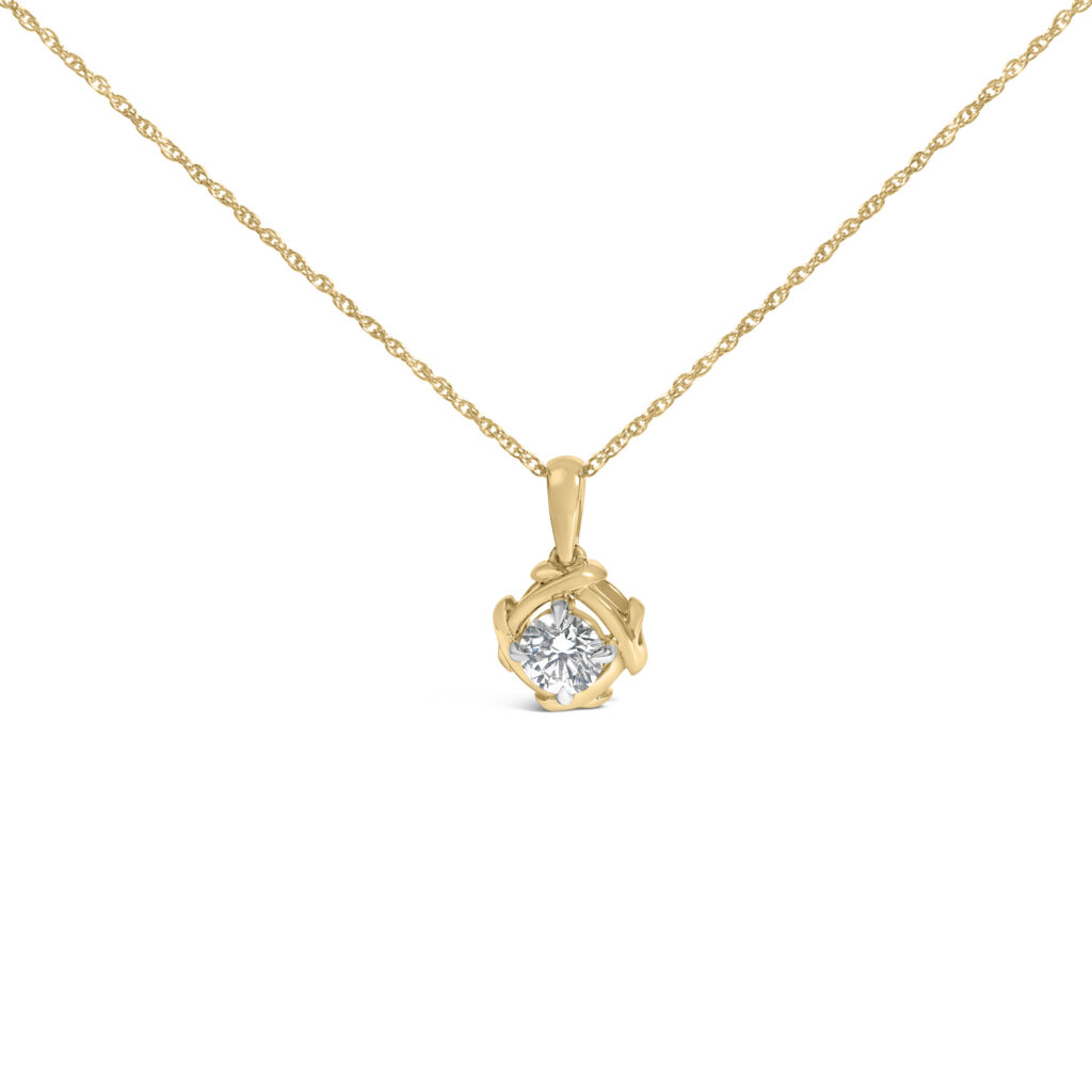 10K Yellow Gold Plated .925 Sterling Silver 1/2 Cttw Lab Grown Diamond Woven Pendant Necklace