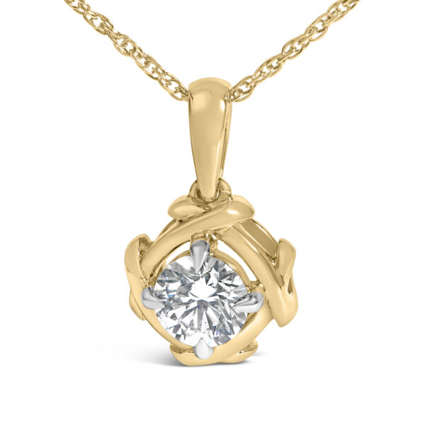 10K Yellow Gold Plated .925 Sterling Silver 1/2 Cttw Lab Grown Diamond Woven Pendant Necklace - alternate view 2