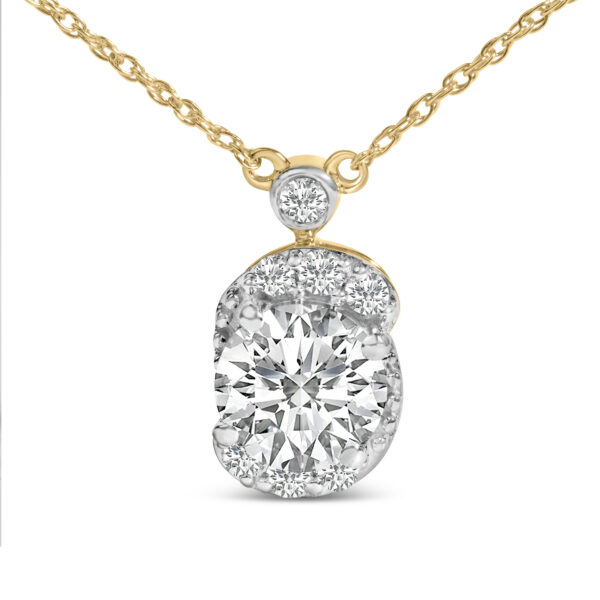 10K Yellow Gold Plated .925 Sterling Silver 1 1/2 Cttw Lab Grown Diamond Galaxy Halo Pendant Necklace - alternate view 2