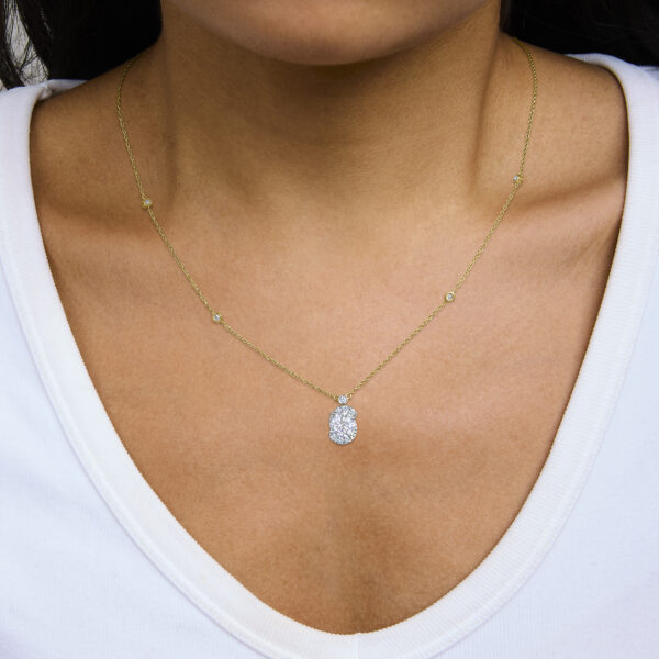 10K Yellow Gold Plated .925 Sterling Silver 1 1/2 Cttw Lab Grown Diamond Galaxy Halo Pendant Necklace - alternate view 5