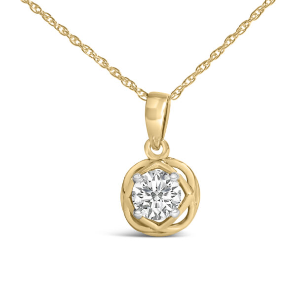 10K Yellow Gold Plated .925 Sterling Silver 1/2 Cttw Lab Grown Diamond Openwork Pendant Necklace - alternate view 2