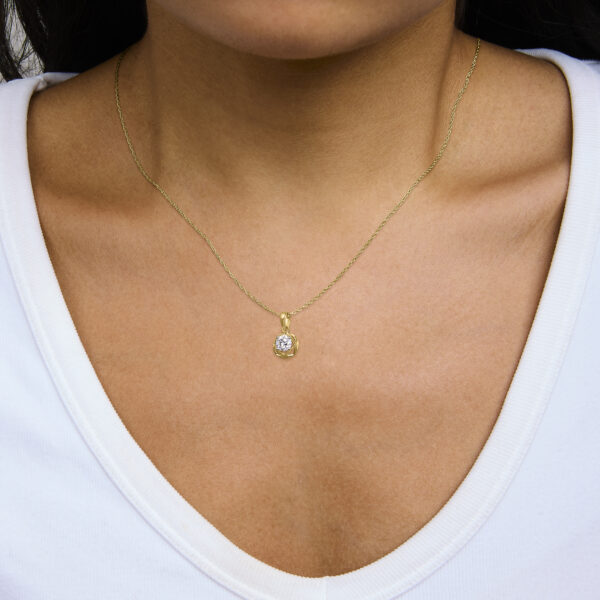 10K Yellow Gold Plated .925 Sterling Silver 1/2 Cttw Lab Grown Diamond Openwork Pendant Necklace - alternate view 5