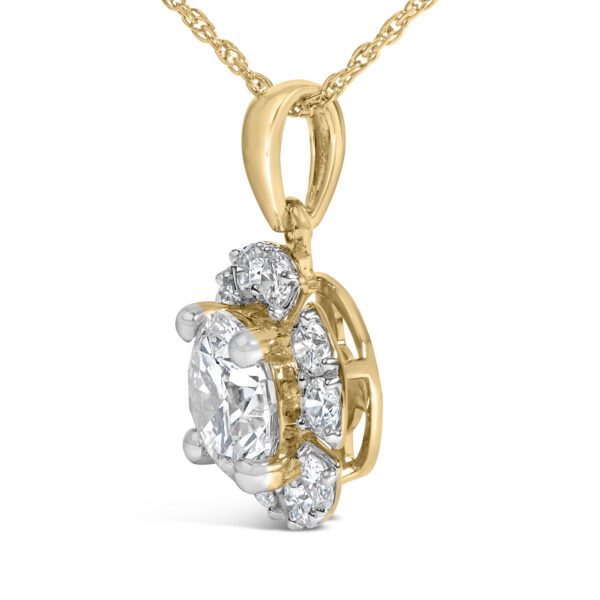 10K Yellow Gold Plated .925 Sterling Silver 2.0 Cttw Lab Grown Diamond Spoked Halo Pendant Necklace - alternate view 3