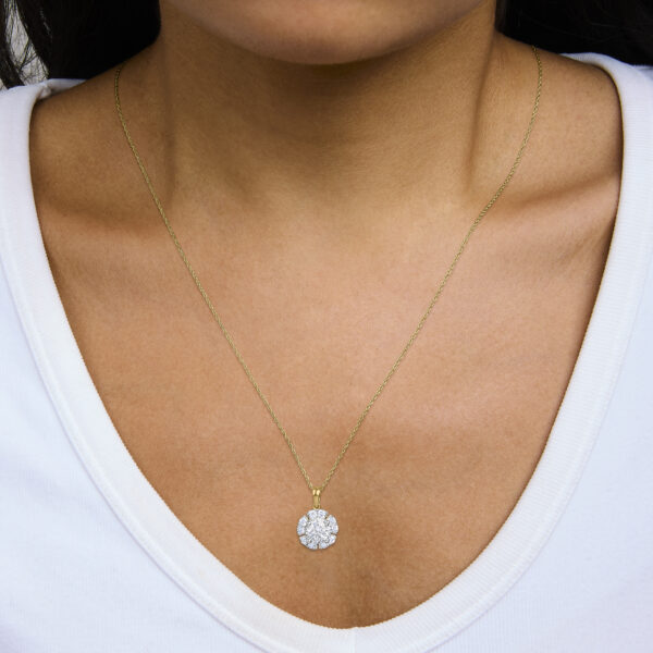 10K Yellow Gold Plated .925 Sterling Silver 2.0 Cttw Lab Grown Diamond Spoked Halo Pendant Necklace - alternate view 5