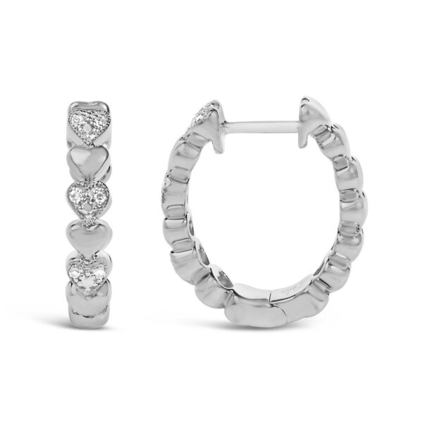 Sterling Silver Diamond Accent Alternating Heart Hoop Earrings - alternate view 3