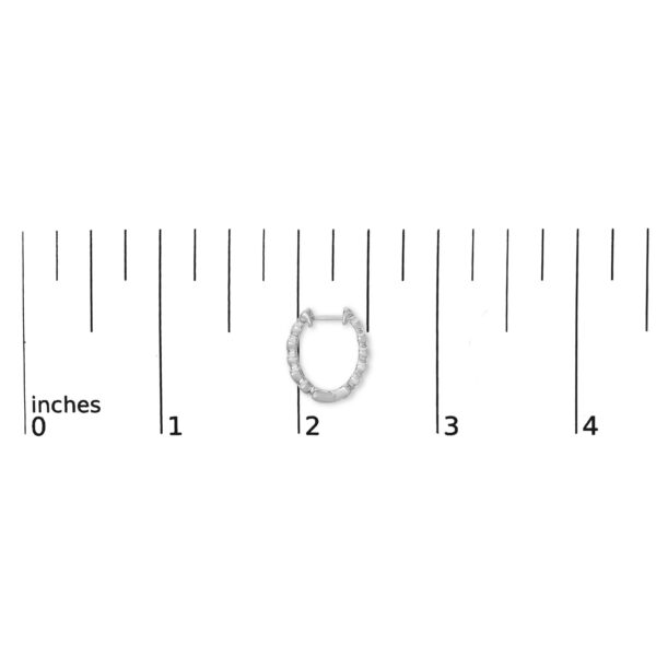Sterling Silver Diamond Accent Alternating Heart Hoop Earrings - alternate view 4