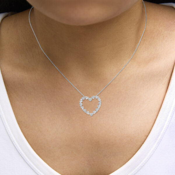 Sterling Silver Diamond Accent Open Heart Pendant Necklace with Alternating Heart Motifs - alternate view 5