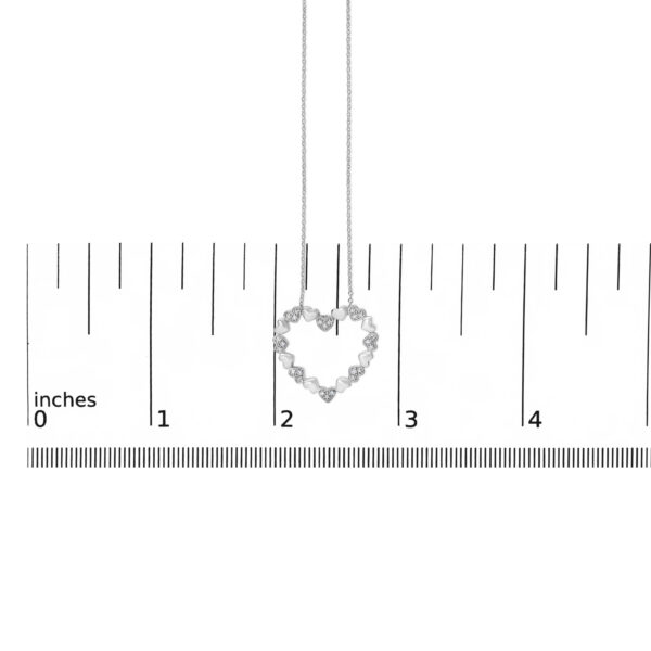 Sterling Silver Diamond Accent Open Heart Pendant Necklace with Alternating Heart Motifs - alternate view 4