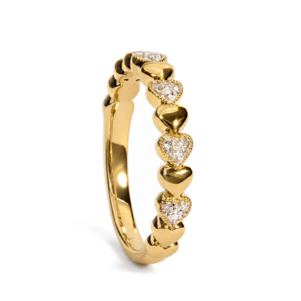 Yellow Gold Vermeil Diamond Accent Mini Heart Band Ring - Sterling Silver - alternate view 4