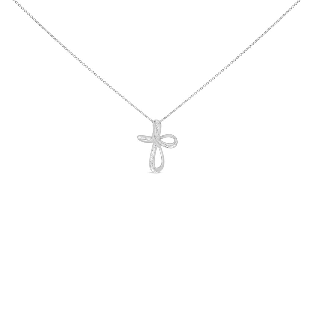 Sterling Silver Diamond Accent Infinity Cross Pendant Necklace