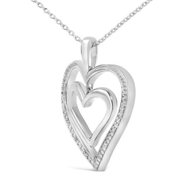 Sterling Silver Diamond Accent Double Open Heart Pendant Necklace - alternate view 3