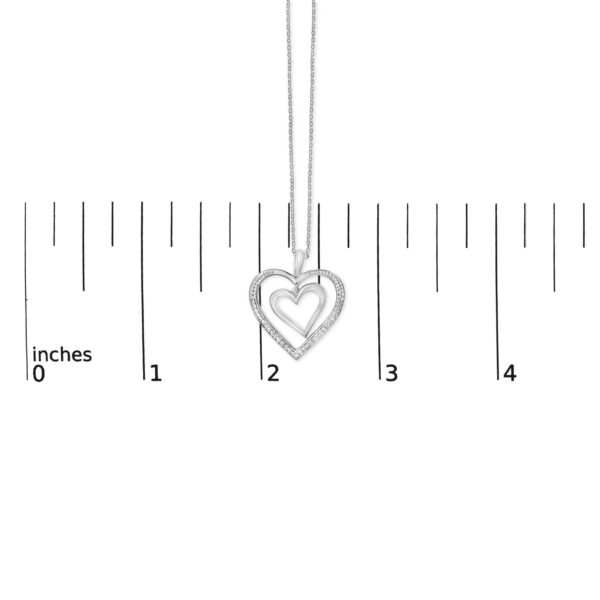 Sterling Silver Diamond Accent Double Open Heart Pendant Necklace - alternate view 4