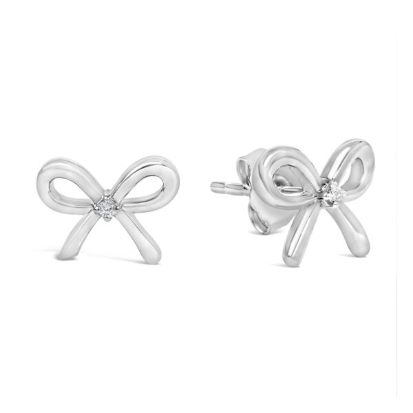 Sterling Silver Diamond Accent Open Bow Stud Earrings - alternate view 2