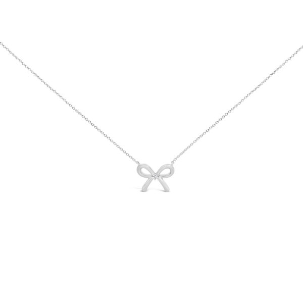 Sterling Silver Diamond Accent Open Bow Pendant Necklace