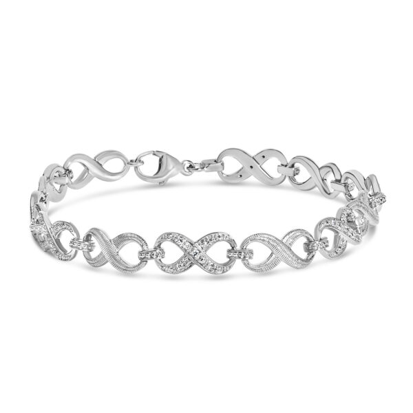 Sterling Silver 1/10 Cttw Diamond Pavé Infinity Link Bracelet
