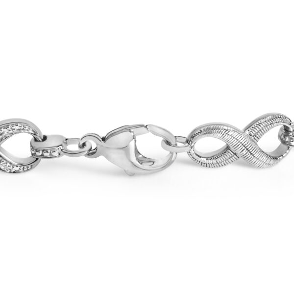 Sterling Silver 1/10 Cttw Diamond Pavé Infinity Link Bracelet - alternate view 2