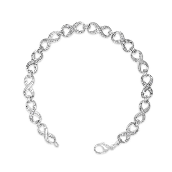 Sterling Silver 1/10 Cttw Diamond Pavé Infinity Link Bracelet - alternate view 3