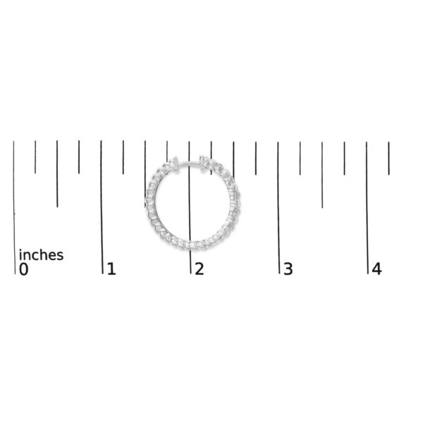 Sterling Silver 1/10 Cttw Round Diamond Pavé Ribbed Hoop Earrings - alternate view 4