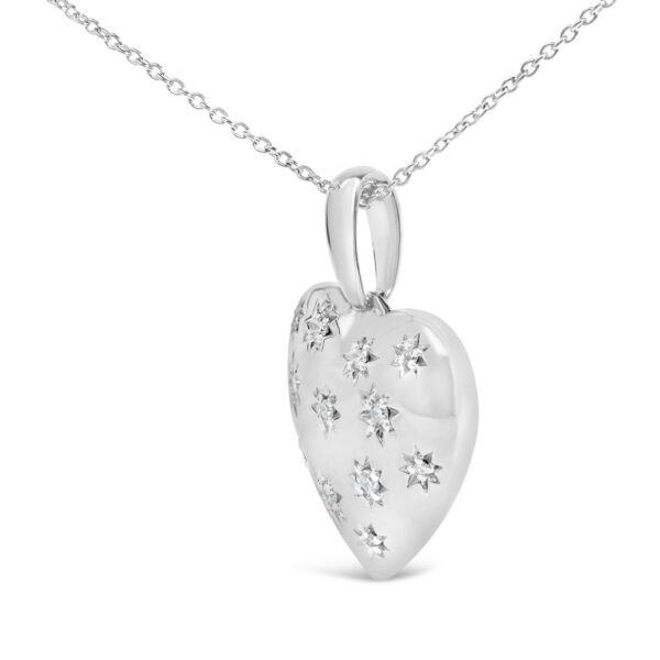 Sterling Silver Diamond Accent Heart Pendant Necklace with Starburst Motifs - alternate view 3
