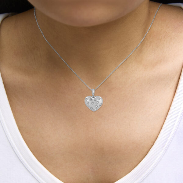 Sterling Silver Diamond Accent Heart Pendant Necklace with Starburst Motifs - alternate view 5