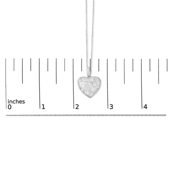 Sterling Silver Diamond Accent Heart Pendant Necklace with Starburst Motifs - alternate view 4