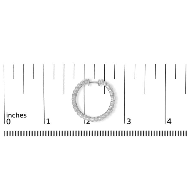 Sterling Silver Round Diamond Accent Ribbed Hoop Earrings - alternate view 4