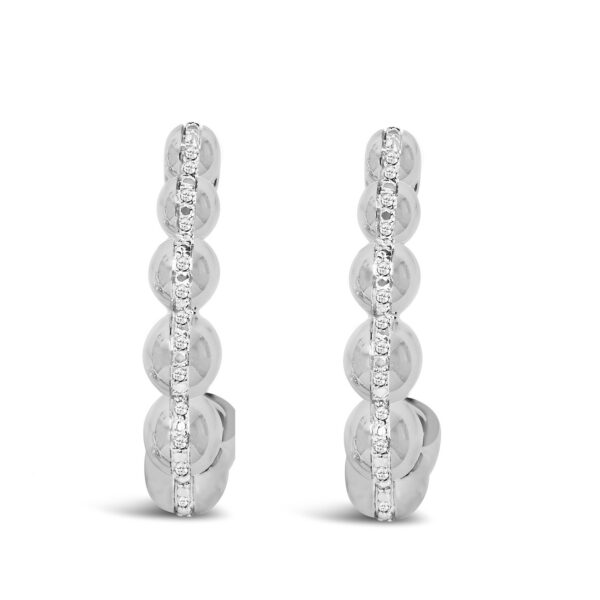 Sterling Silver Diamond Accent Graduated Bead Open Hoop Earrings